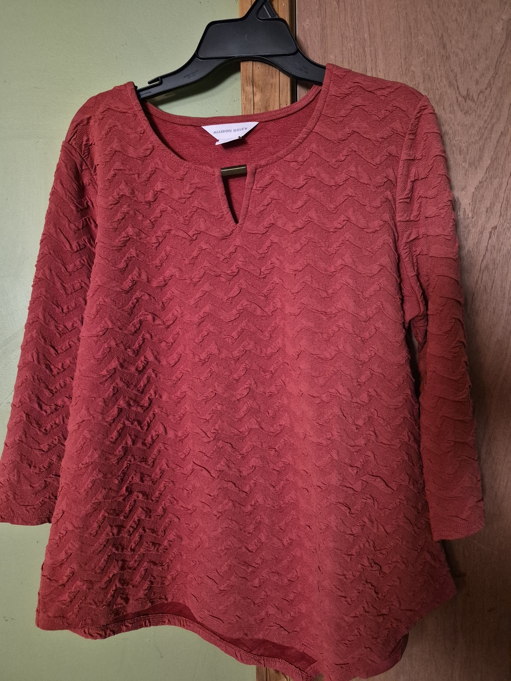 Allison Daley Brick Red Textured Keyhole Tunic